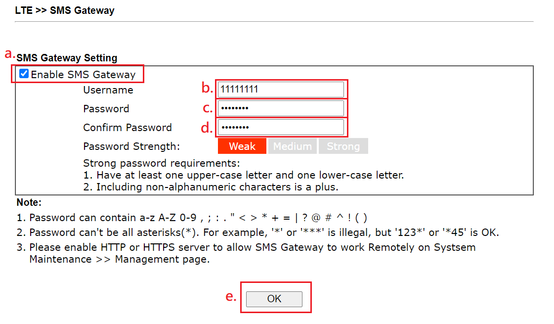 a screenshot of SMS Gateway set up